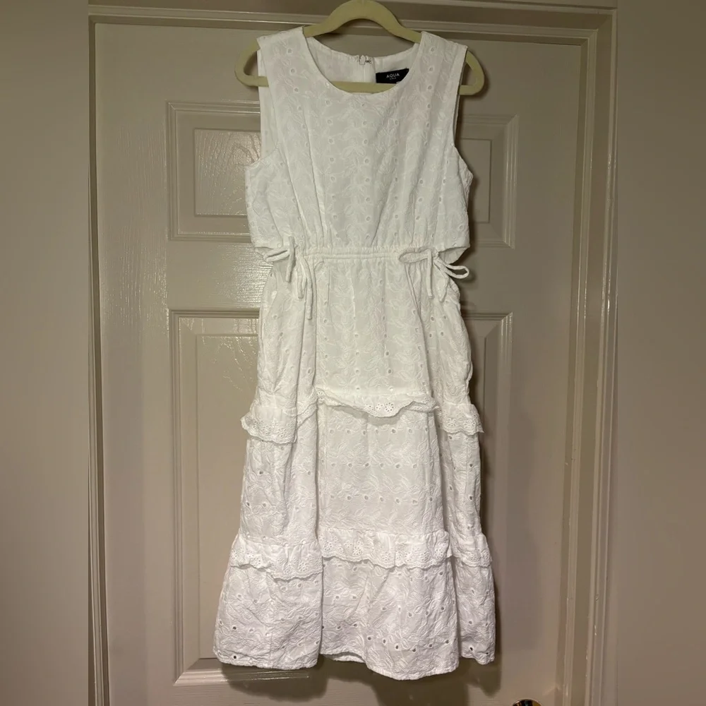 NWT Aqua‎ from Bloomingdales Eyelet Midi Dress Special Occasion Summer Easter